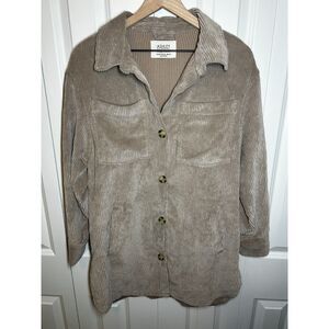 Ashley Utility Collection Beige Corduroy Button-Up Shacket Jacket Size M